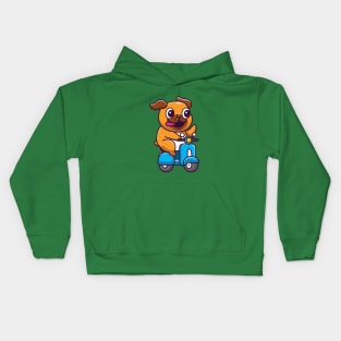 Cute Dog Riding Scooter Cartoon Kids Hoodie